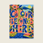 Colour Belongs Here — Expressive modern collage living room art print