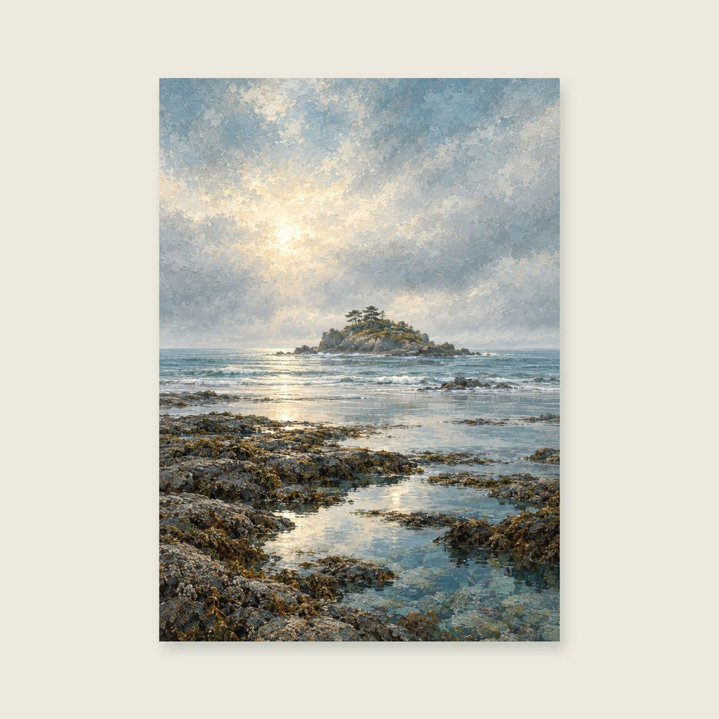 The Distant Island — Atmospheric landscape painting living room art print