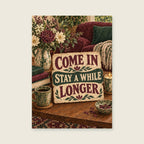 Come in Stay a While Longer — Still-life gouache living room art print