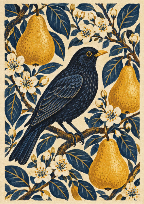 Blackbird in the Pear Tree — artwork detail