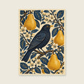 Blackbird in the Pear Tree — Decorative folk illustration living room art print