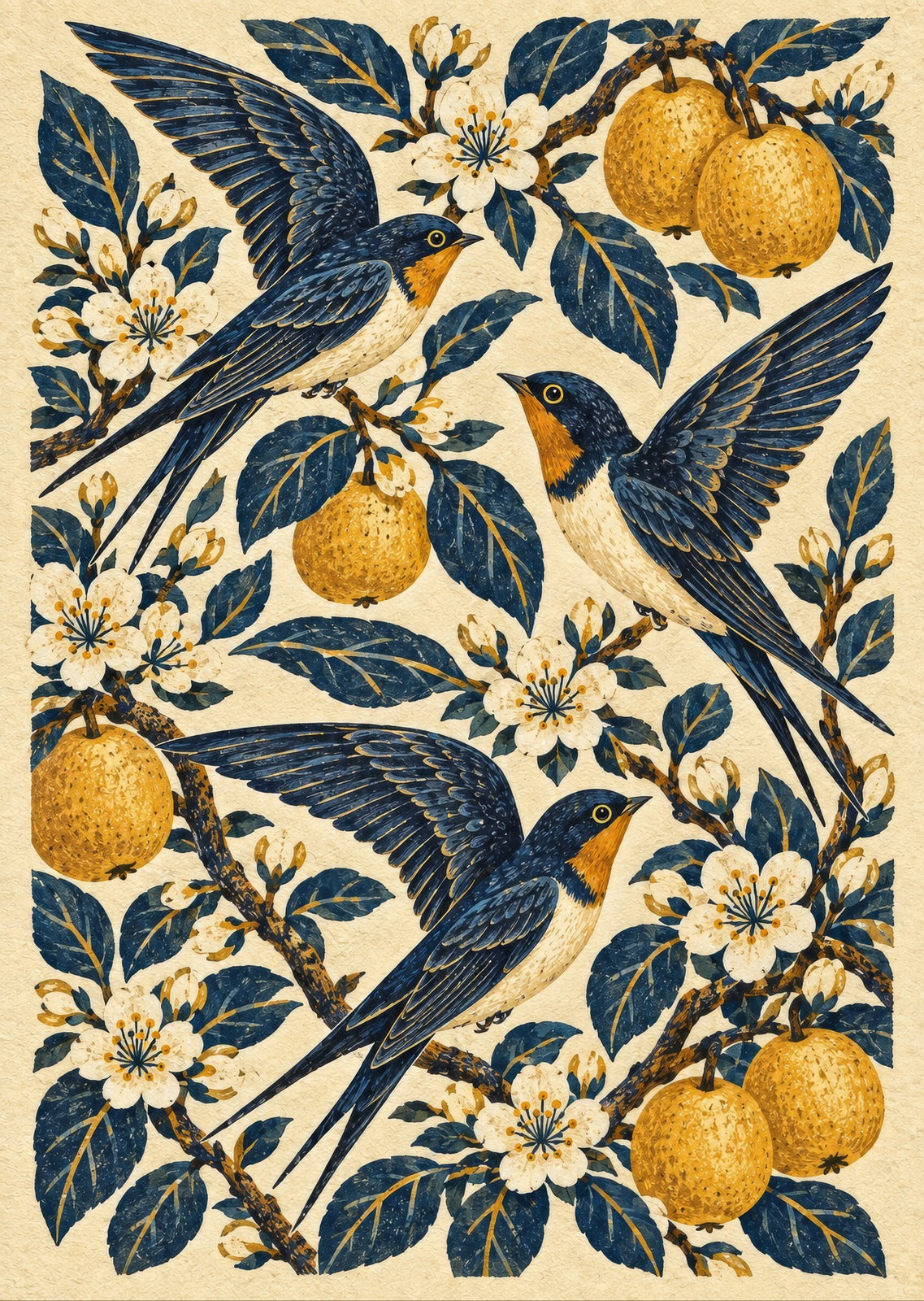 Swallows Across the Orchard — artwork detail
