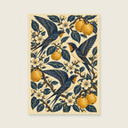 Swallows Across the Orchard — Decorative folk illustration living room art print