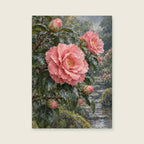 Rain on the Camellia — Loose painterly botanical living room art print