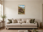 Boots by the Door — A2 artwork shown in a room with a natural wood frame; select a framed finish to include a frame