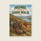 Home After a Good Walk — Retro editorial gouache living room art print