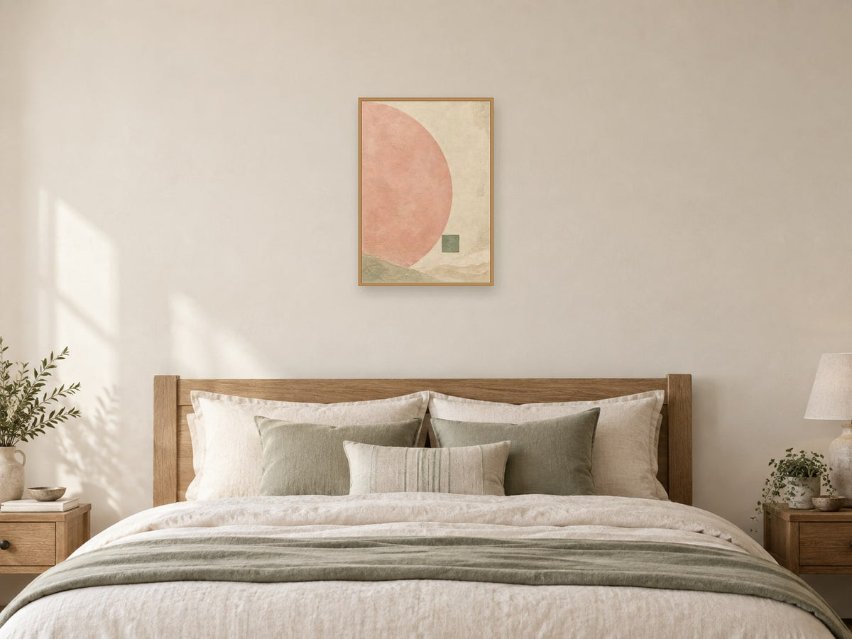 The Pale Arc — A2 artwork shown in a room with a natural wood frame; select a framed finish to include a frame