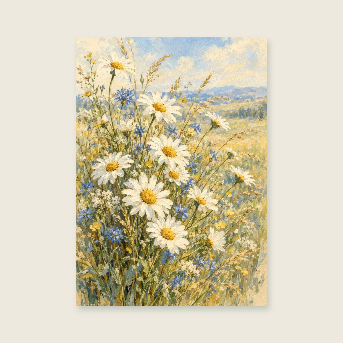 Wild Daisies at Dawn — Loose floral painting bedroom art print