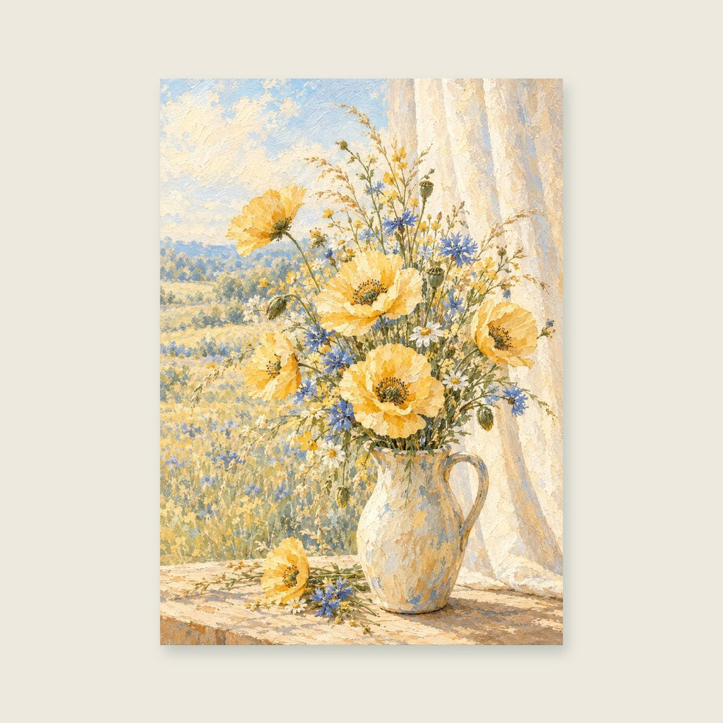 Poppies by the Window — Loose floral painting bedroom art print
