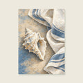 Folded Linen and Shell — Painterly coastal abstraction bedroom art print