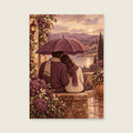 The Shared Umbrella — Warm illustrative gouache bedroom art print
