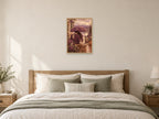 The Shared Umbrella — A2 artwork shown in a room with a natural wood frame; select a framed finish to include a frame