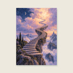 Stairway into the Clouds — Surreal painterly landscape bedroom art print