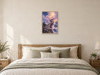 Stairway into the Clouds — A2 artwork shown in a room with a natural wood frame; select a framed finish to include a frame