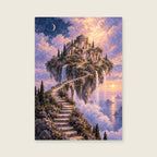 The Floating Garden Island — Surreal painterly landscape bedroom art print
