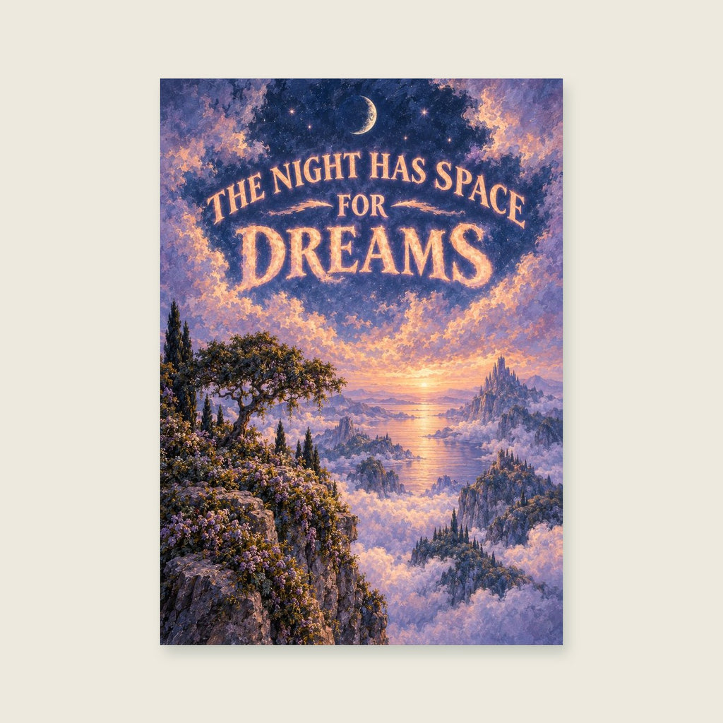 The Night Has Space for Dreams — Surreal painterly landscape bedroom art print