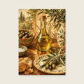 Sun on the Oil Bottle — Mediterranean gouache dining room art print