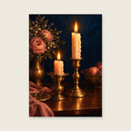 The Brass Candle Pair — Painterly chiaroscuro dining room art print