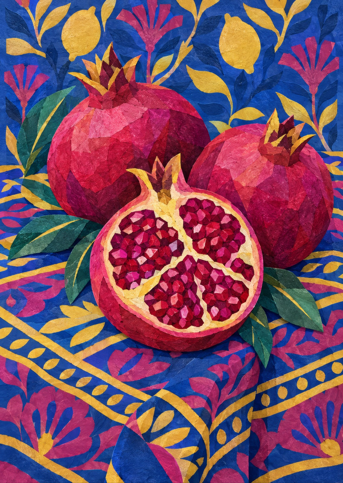 Pomegranates on Checks — artwork detail