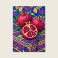 Pomegranates on Checks — Decorative cut-paper dining room art print