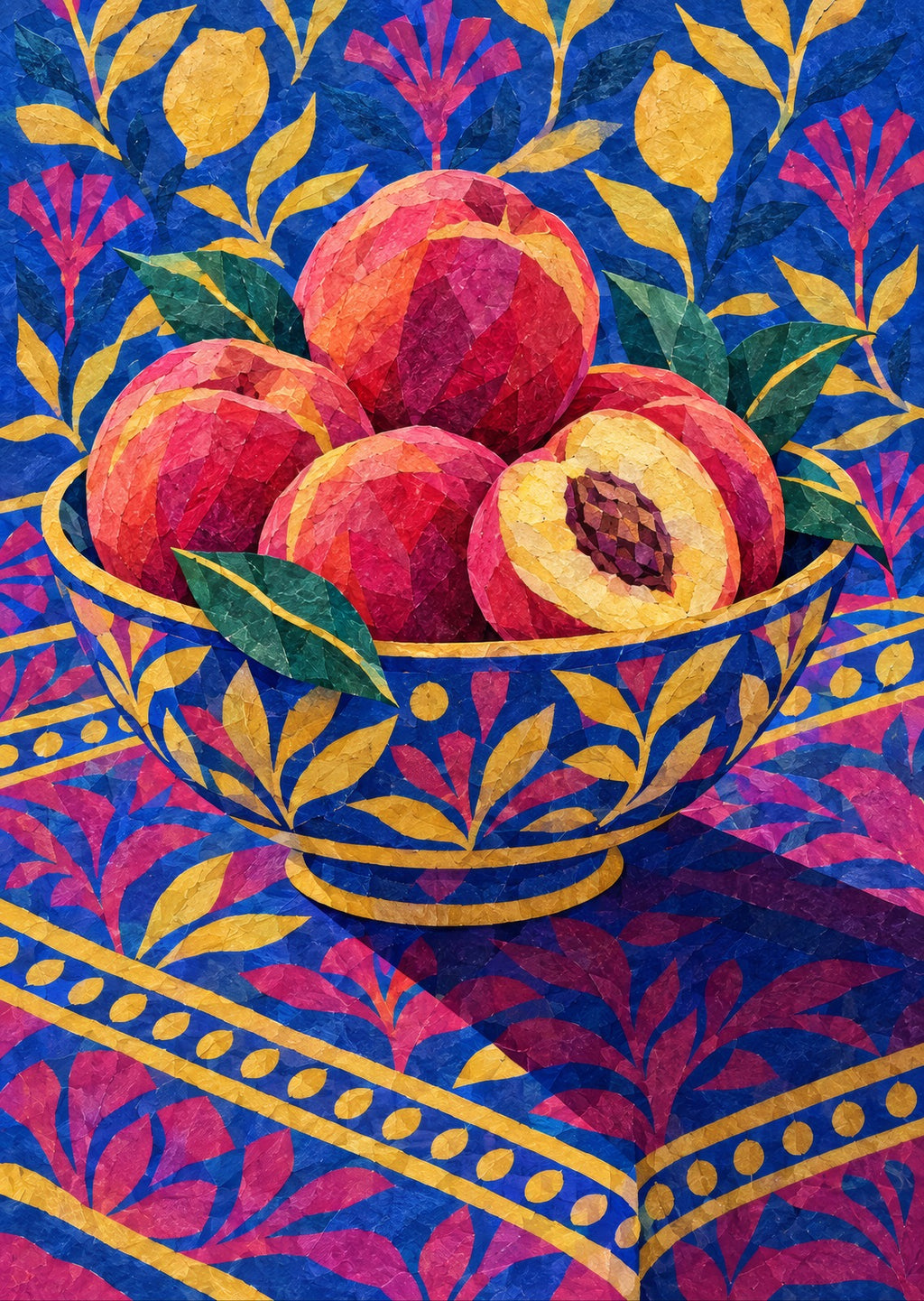 Peaches in the Pink Bowl — artwork detail
