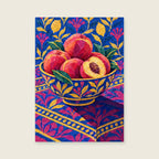 Peaches in the Pink Bowl — Decorative cut-paper dining room art print