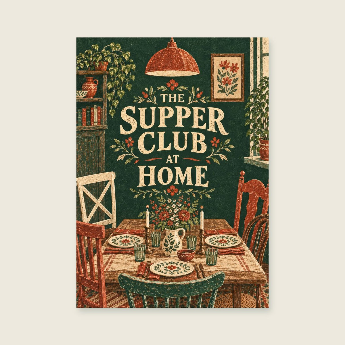 The Supper Club at Home — Bespoke typographic illustration dining room art print