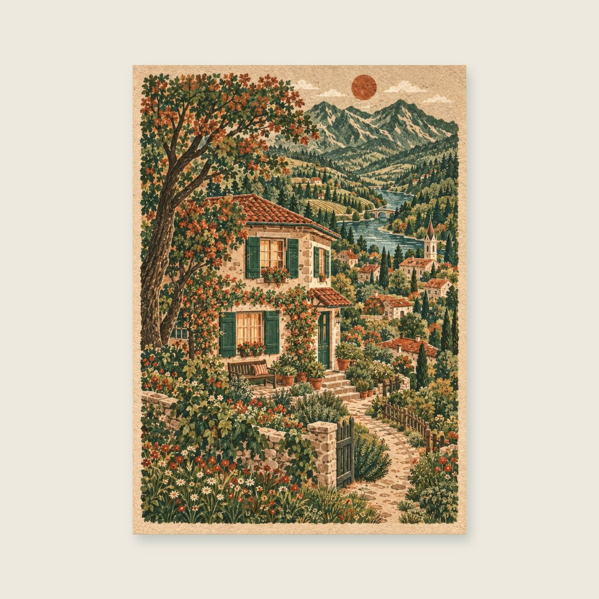The House on the Corner — Original decorative cartography hallway art print