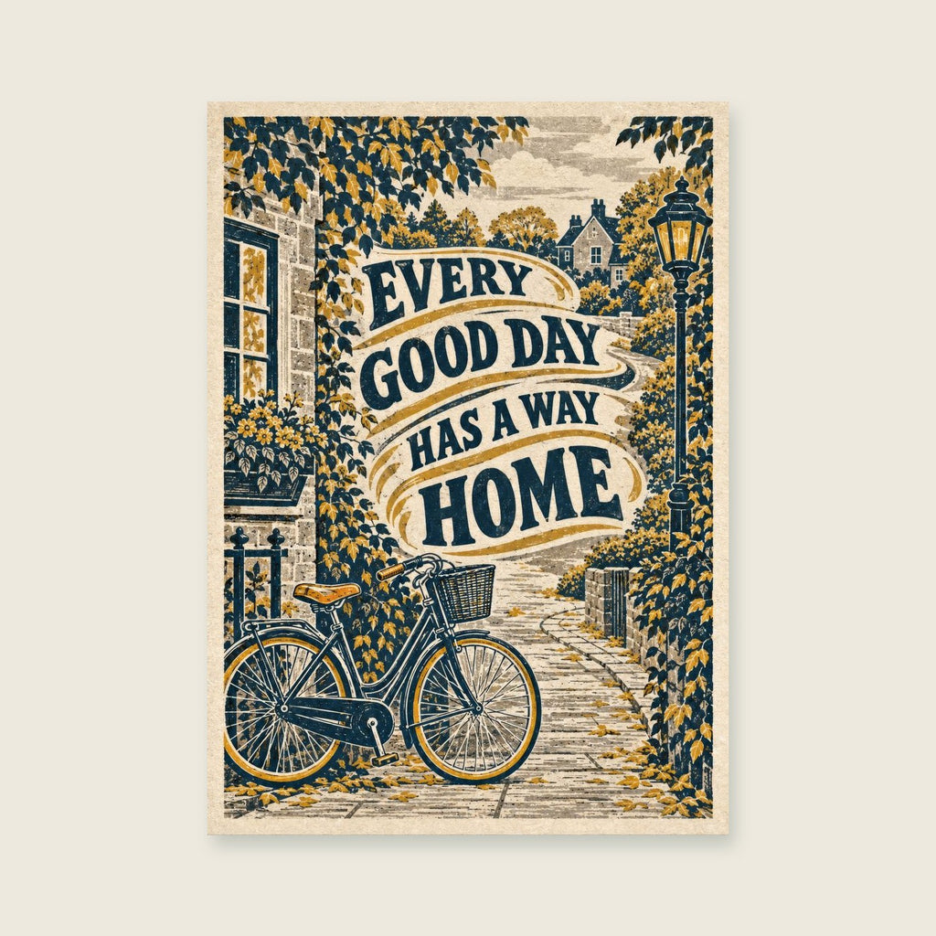 Every Good Day Has a Way Home — Editorial linocut hallway art print