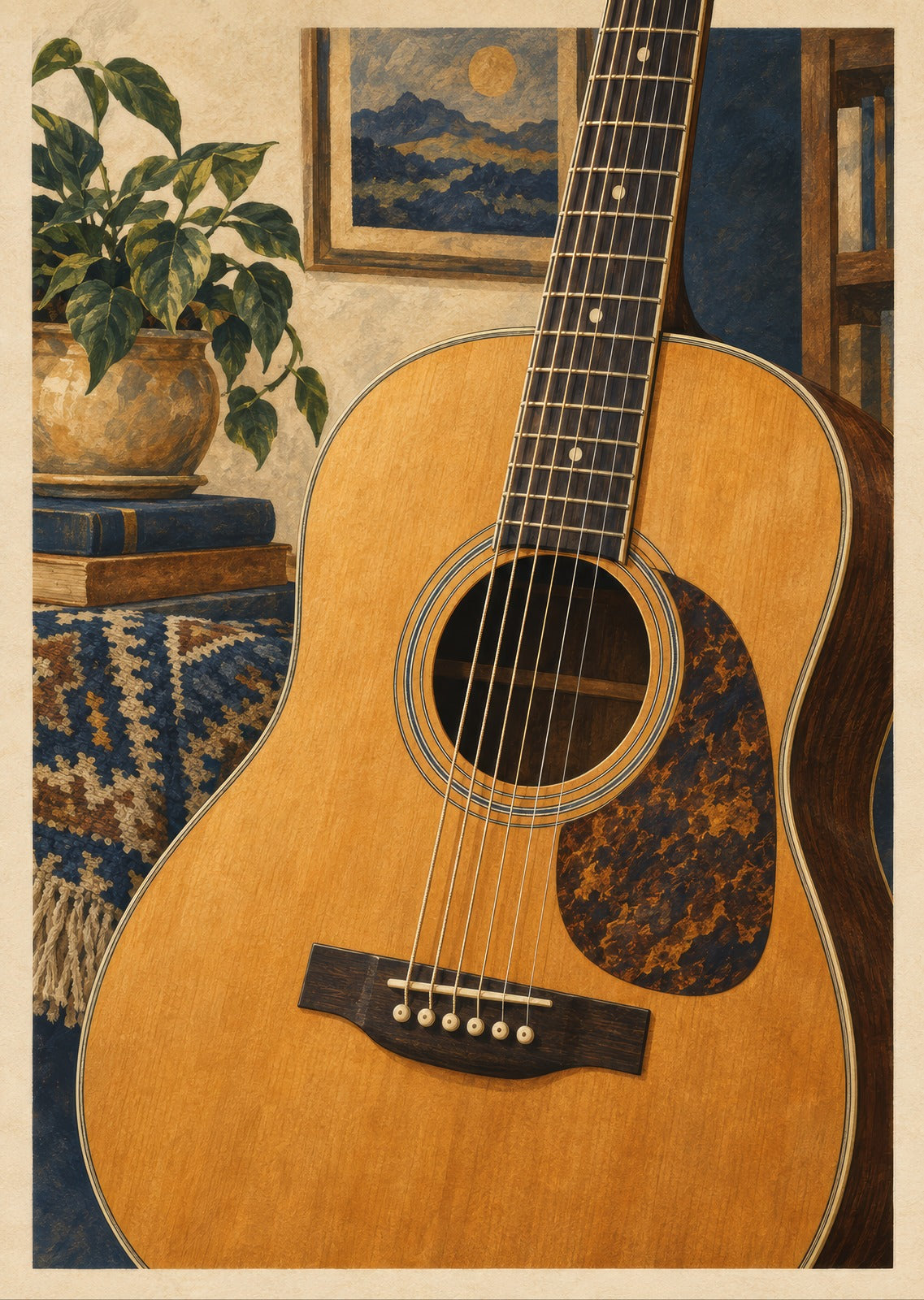 Six Strings in Warm Light — artwork detail