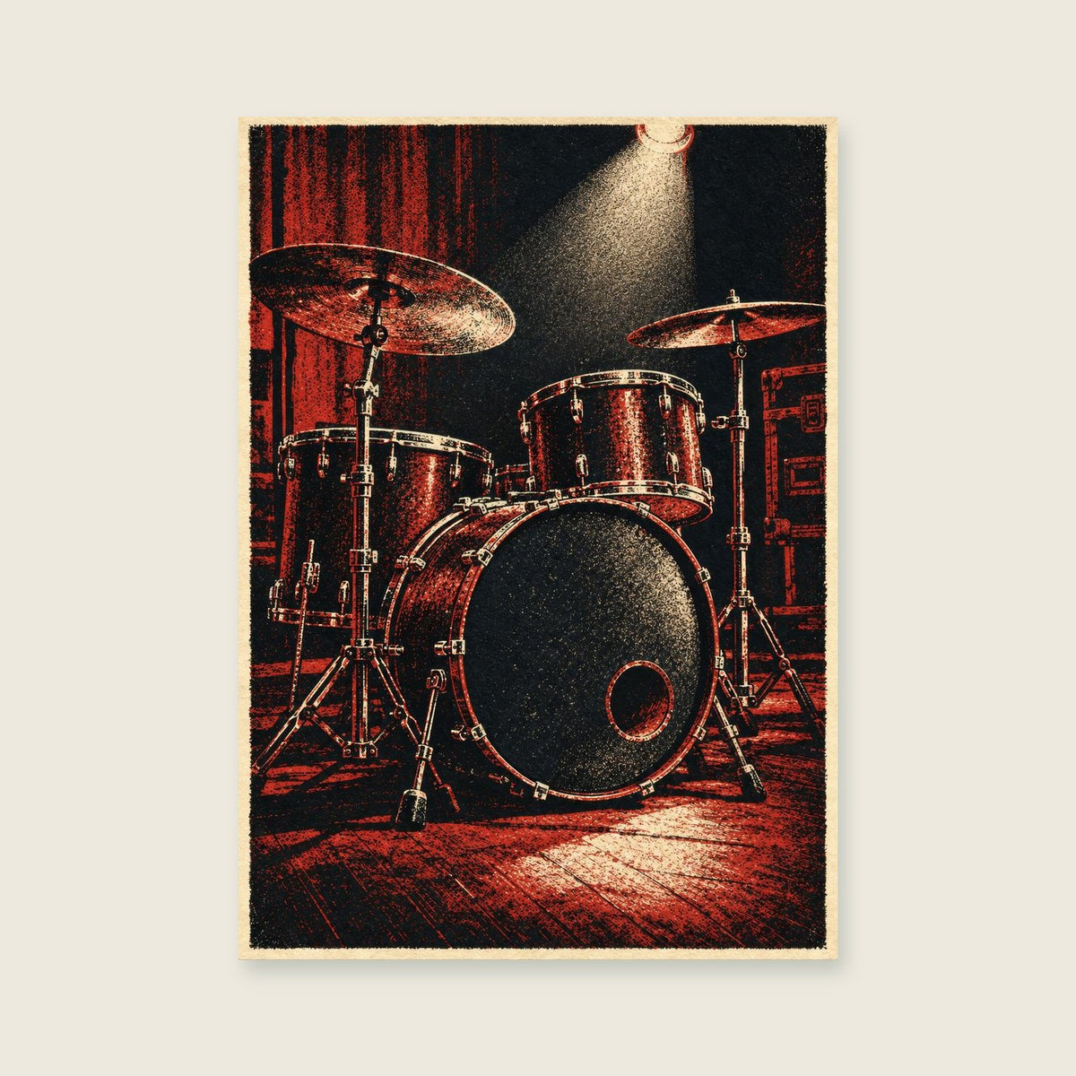 Drums Under the Spotlight — Original concert screenprint music art print