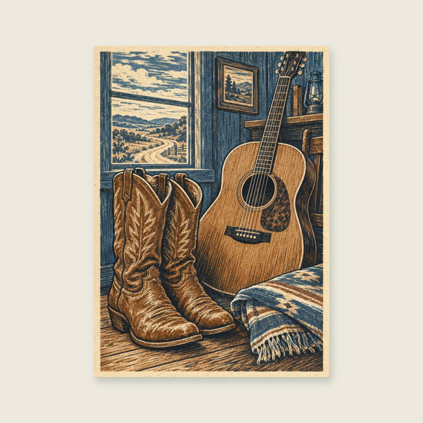 Boots Beside the Acoustic Art Print
