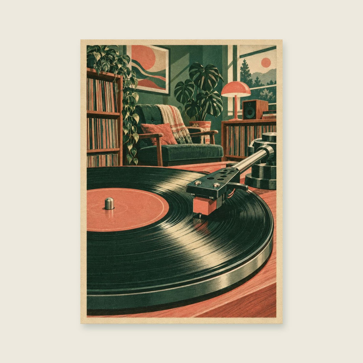 Needle at the Edge — Retro graphic illustration music art print