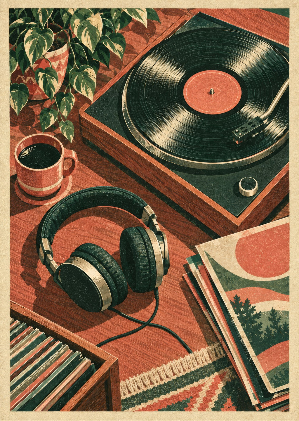 Headphones on the Turntable — artwork detail
