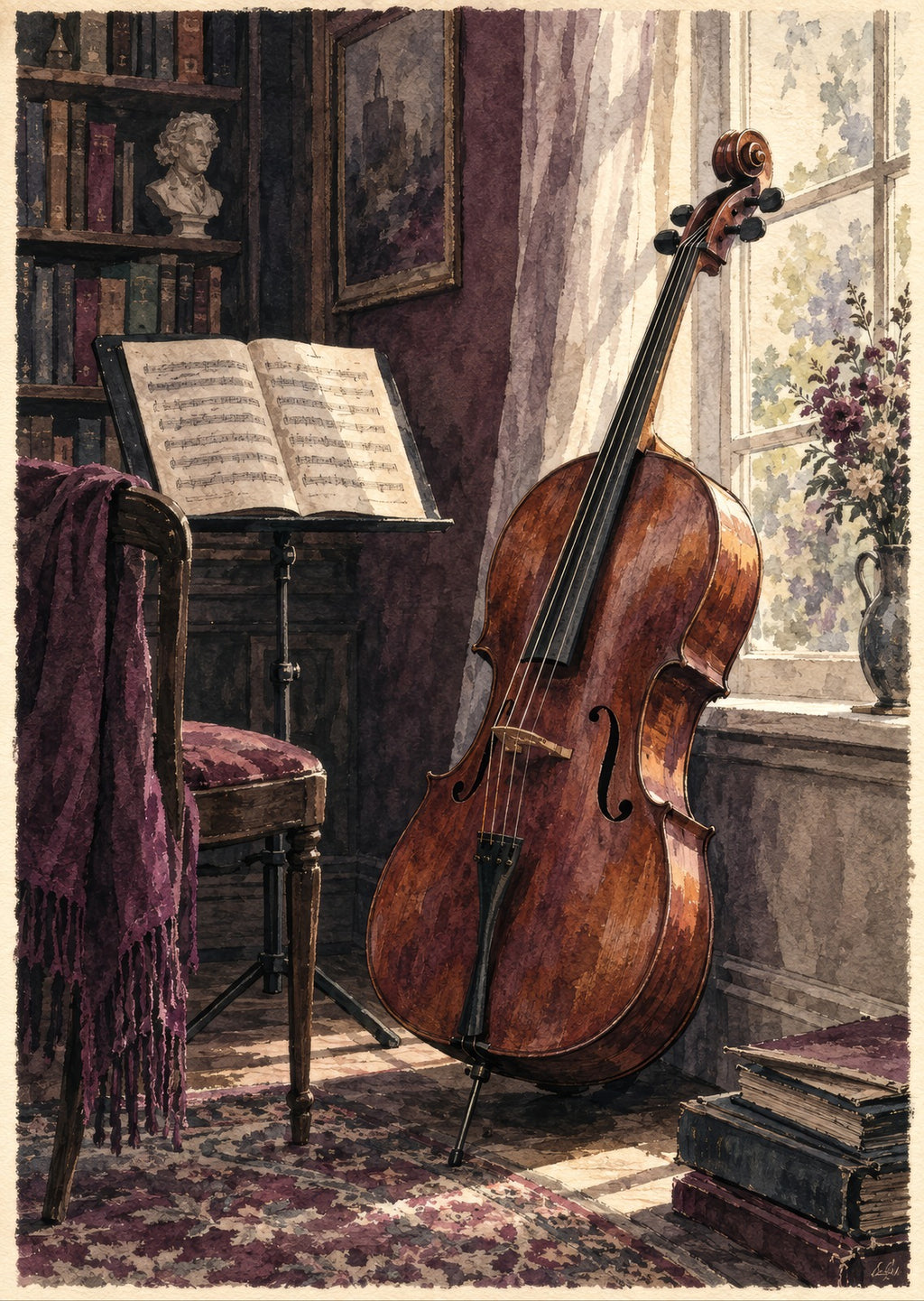 Cello by the Window — artwork detail