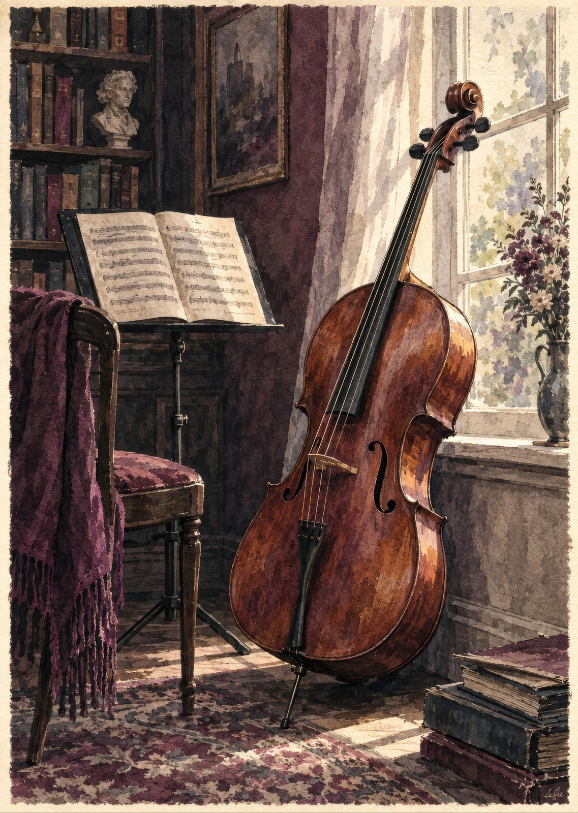 Cello by the Window — artwork detail