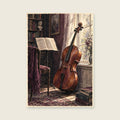 Cello by the Window — Expressive ink and wash music art print