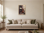 Cello by the Window — A2 artwork shown in a room with a natural wood frame; select a framed finish to include a frame