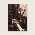 Hands over the Piano — Expressive ink and wash music art print