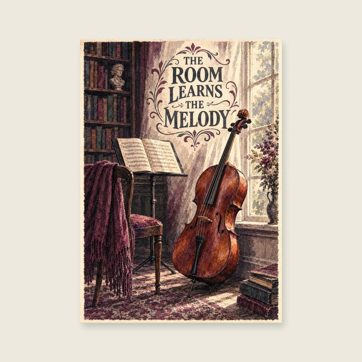 The Room Learns the Melody — Expressive ink and wash music art print