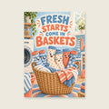 Fresh Starts Come in Baskets — Playful editorial illustration utility room art print