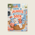 There Is Always Another Sock — Playful editorial illustration utility room art print
