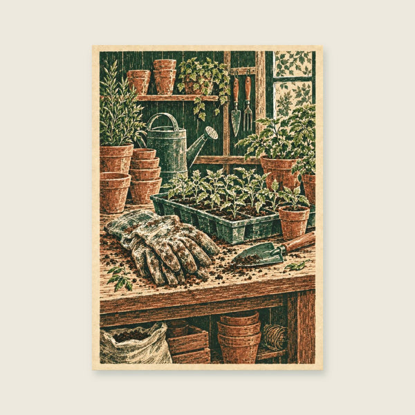 Gloves and Seedlings Art Print