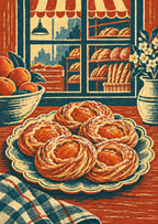 Apricot pastries on a scalloped plate — artwork detail
