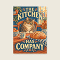 The Kitchen Has Company — Expressive narrative gouache kitchen art print