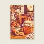 Apricots and a copper preserving pan — Vintage editorial screenprint kitchen art print