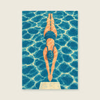 At the Pool Edge — Stylised painterly illustration bathroom art print