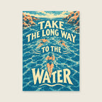 Take The Long Way To The Water — Stylised painterly illustration bathroom art print