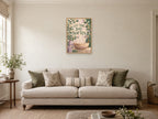Let The Day Soften — A2 artwork shown in a room with a natural wood frame; select a framed finish to include a frame