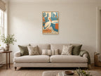 cream pelican — A2 artwork shown in a room with a natural wood frame; select a framed finish to include a frame